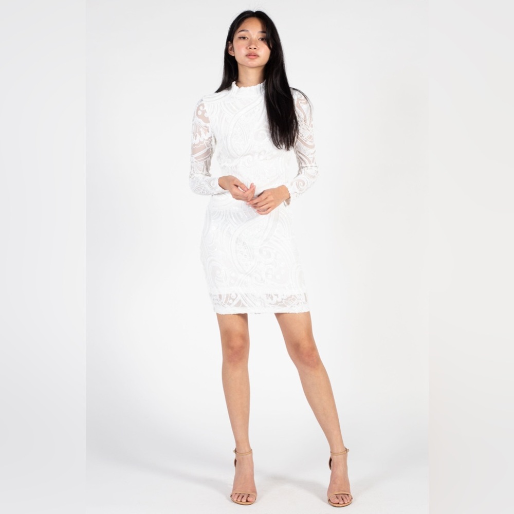 ‘Valerie’ mock neck sequin mini dress